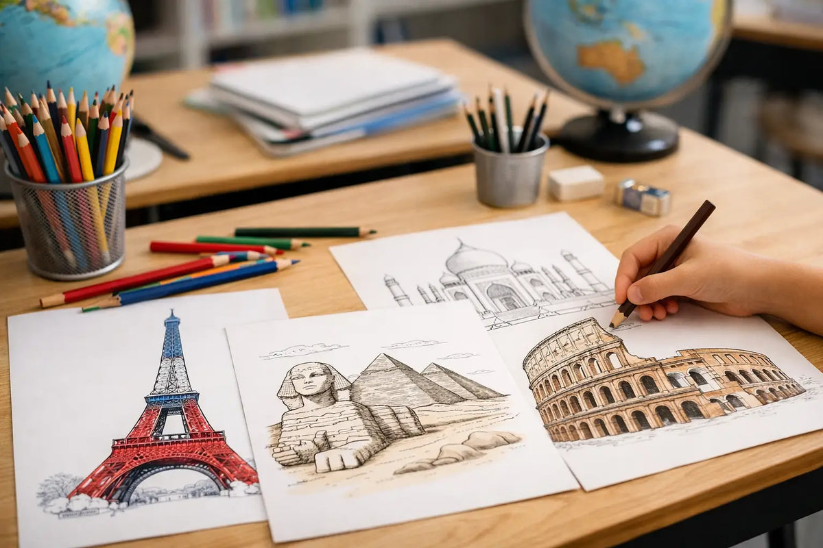 7 idées de coloriage de monuments à faire à l’école