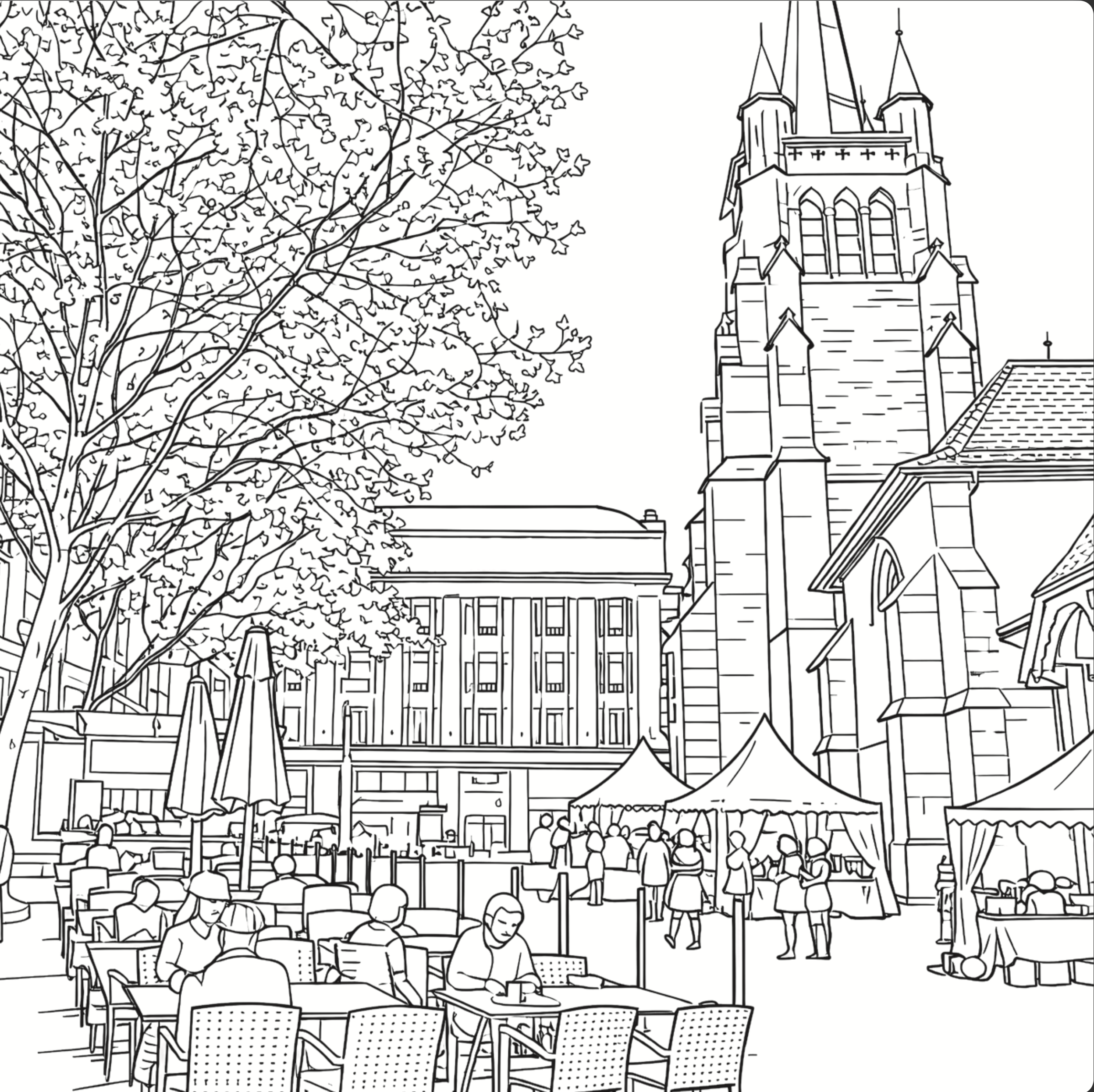 Lausanne - ma ville de toutes les couleurs - cahier de coloriage