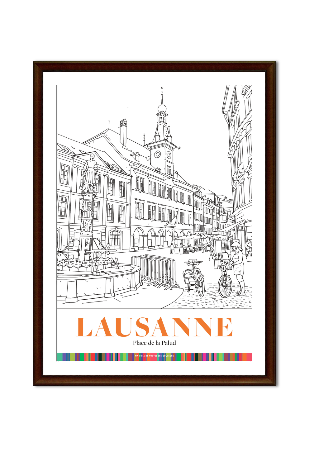 Lausanne - Place de la Palud - Coloriage