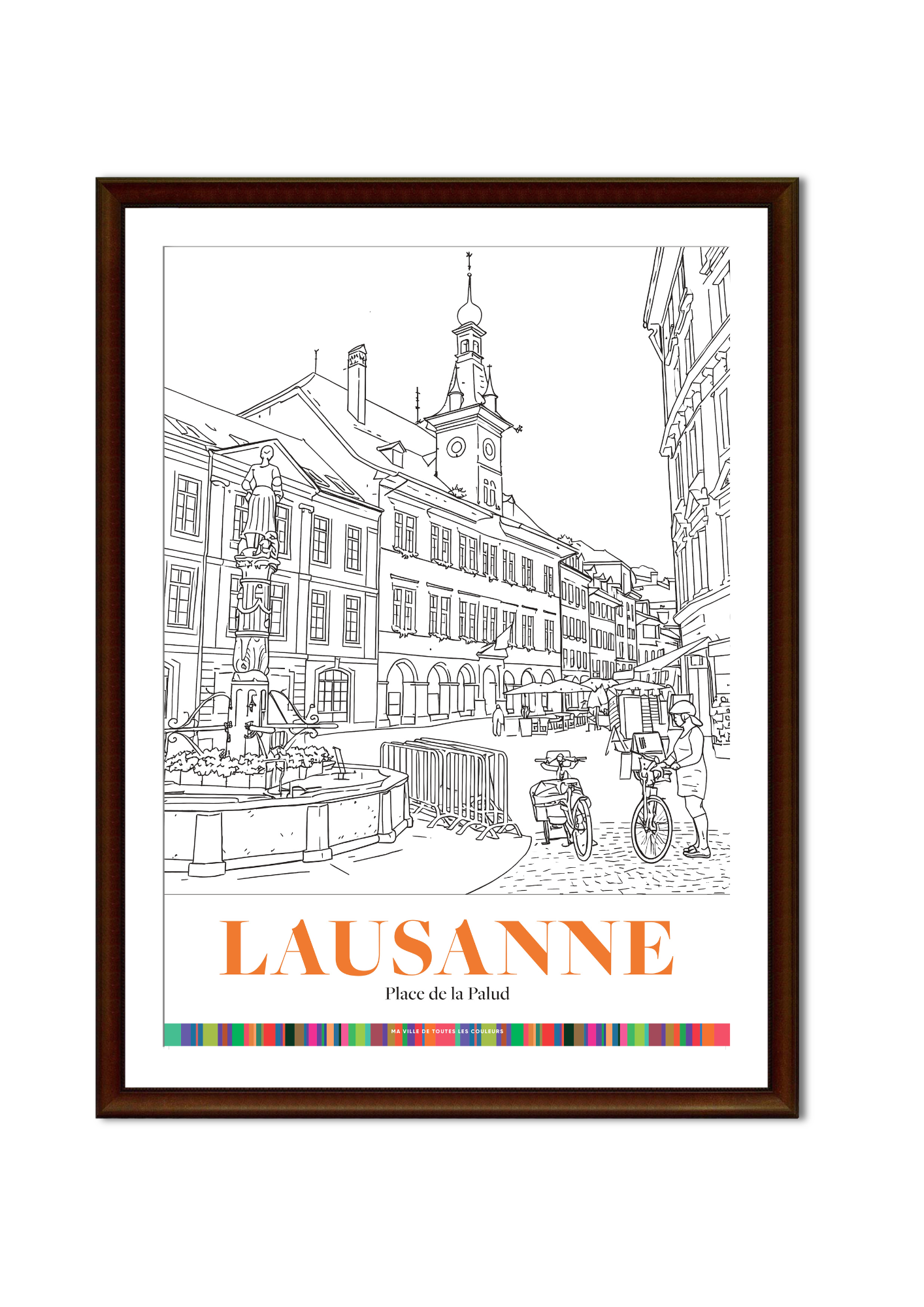 Lausanne - Place de la Palud - Coloriage